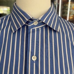 Banana Republic, Blue and White Button Down Dress Shirt, 16.5